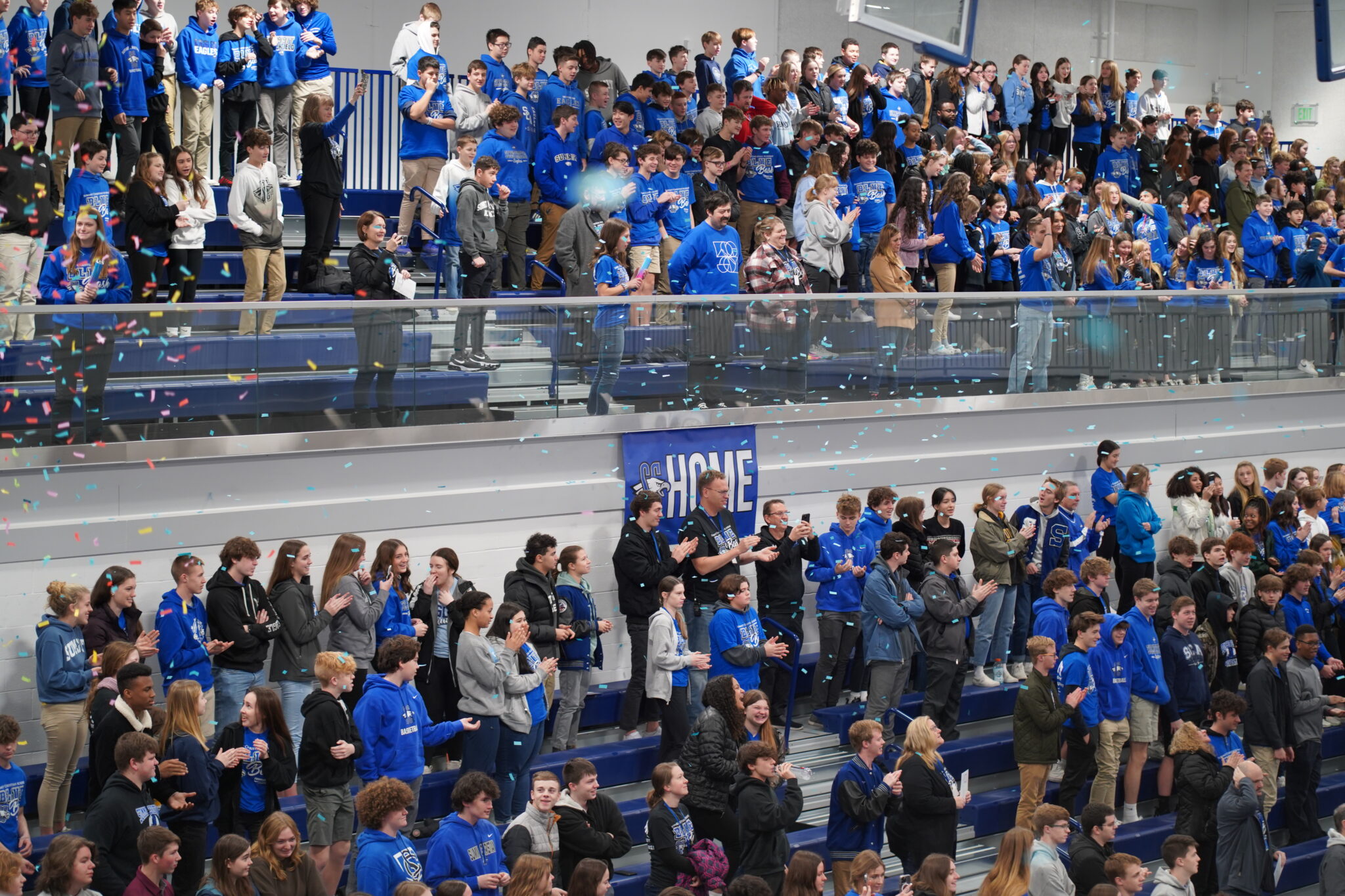 SCA students and visitors enjoyed a confetti and balloon drop as a part of the ribbon cutting for the Fieldhouse and Activity Center.