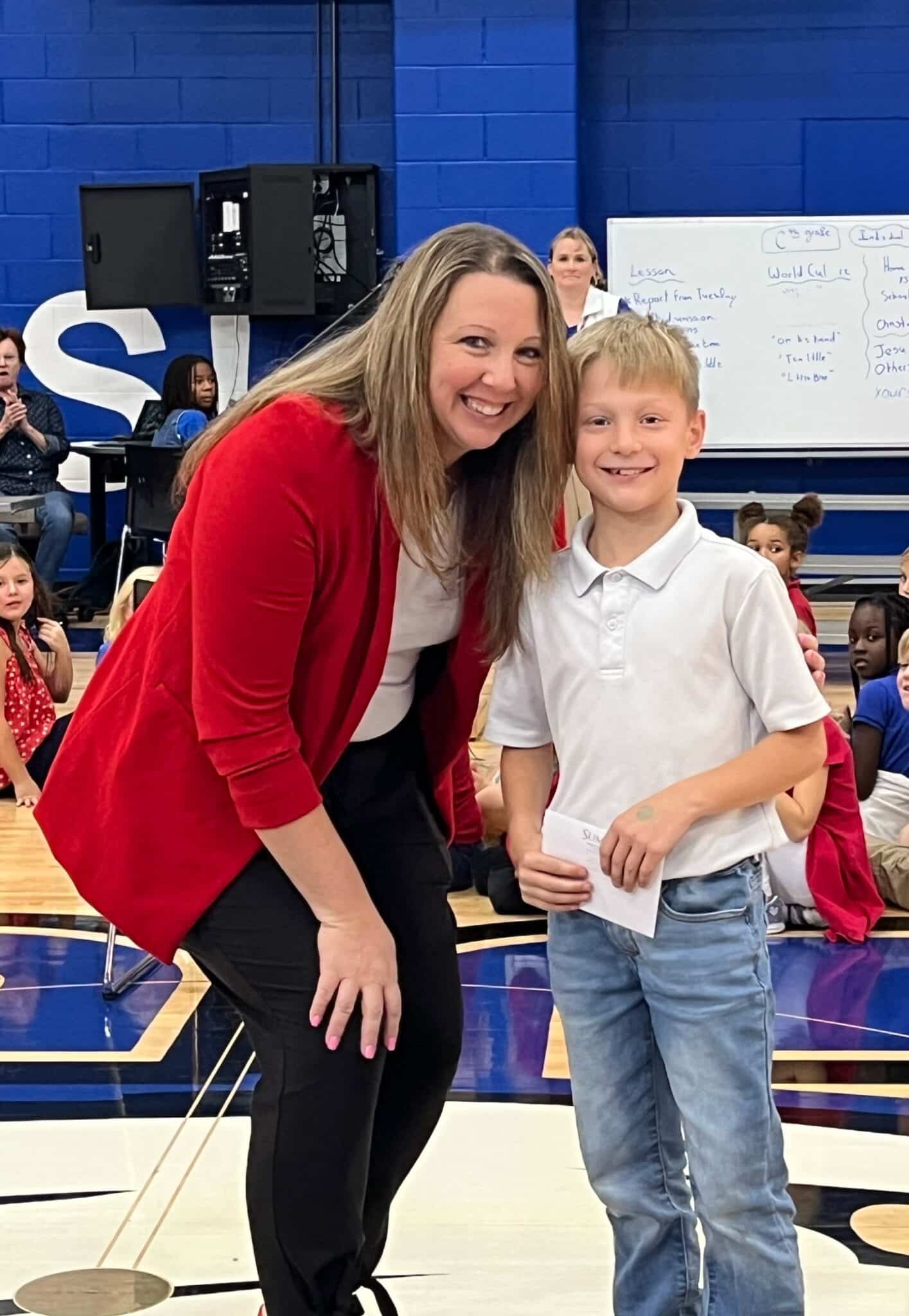 SCA fourth grade student Logan Lee, pictured with Upper Elementary Principal Dr. Julie Madsen, received the Upper Elementary Christian Character Award for the first quarter.