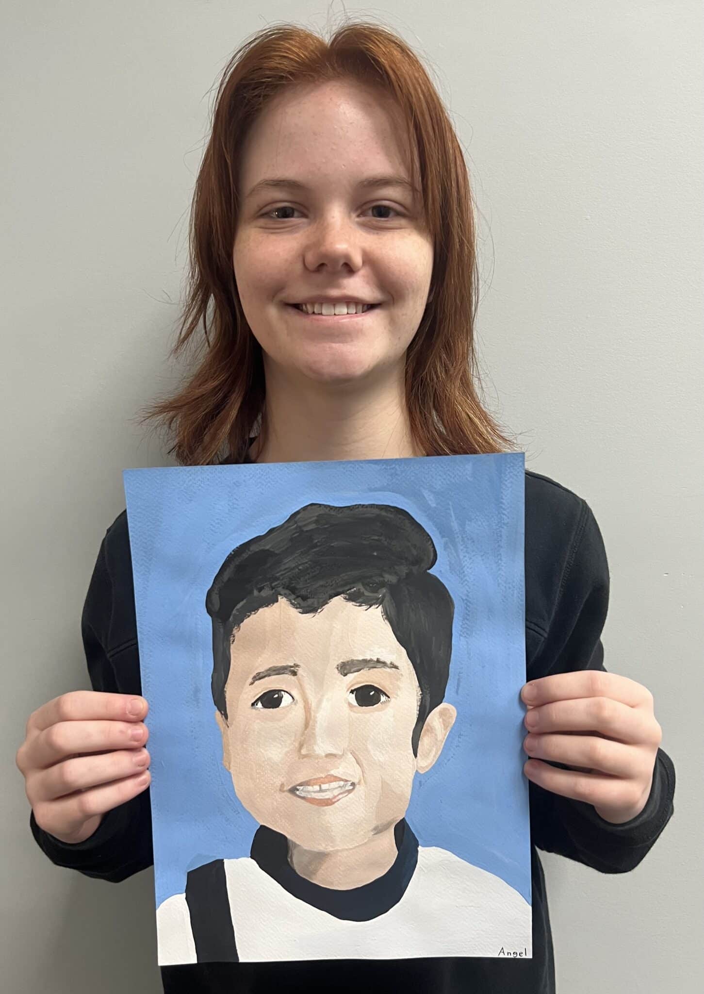 SCA sophomore Kailee Burke partnered with the Memory Project to create a portrait for a young child in Columbia, South America.