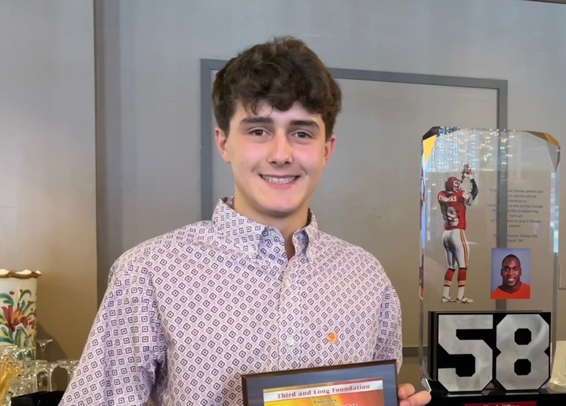 SCA senior David Gilkeson received the second place Derrick Thomas Service Finalist Award for the Derrick Thomas/Neil Smith Third and Long Foundation.