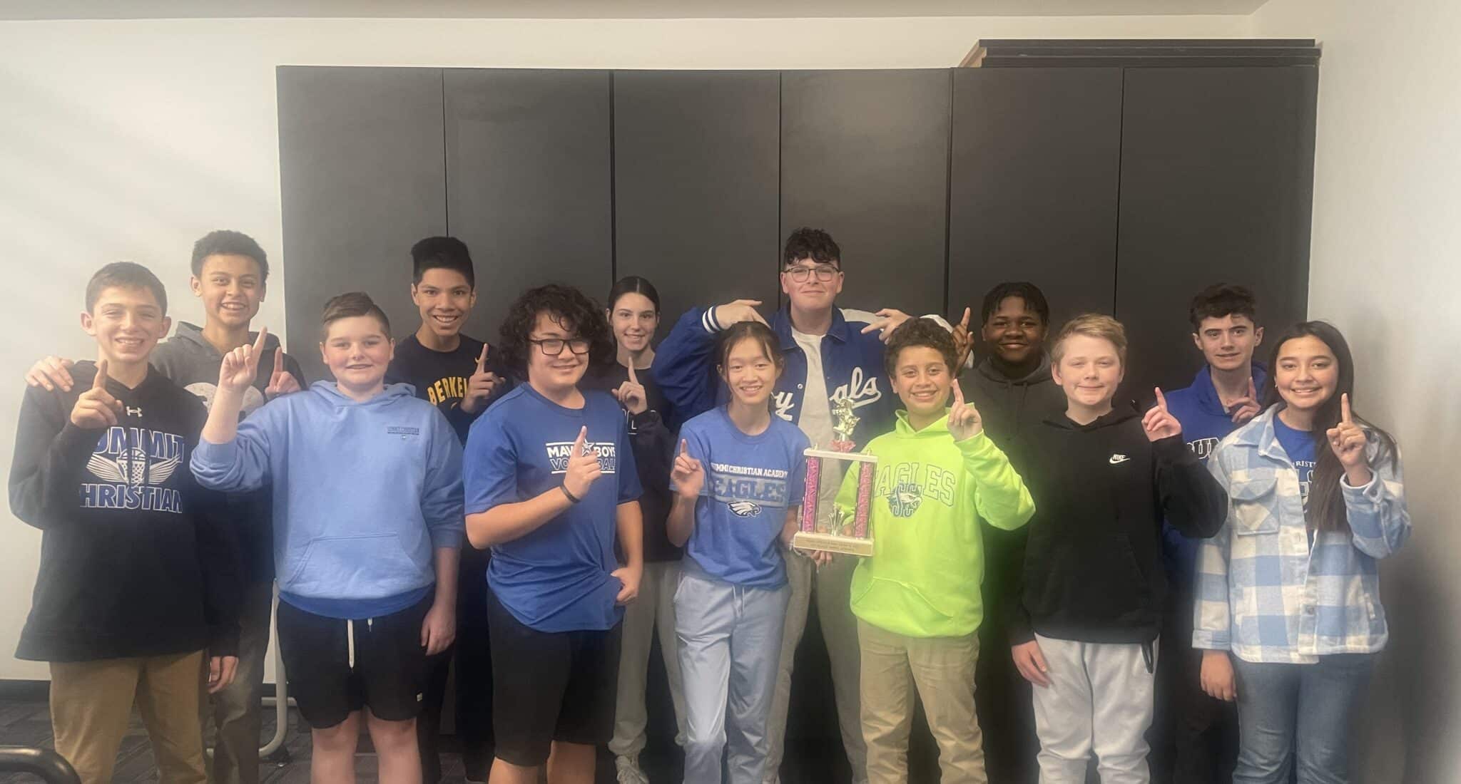SCA’s Junior High Speech and Debate team recently took first place in the small school division during their first tournament at Paul Kinder Middle School in Blue Springs.