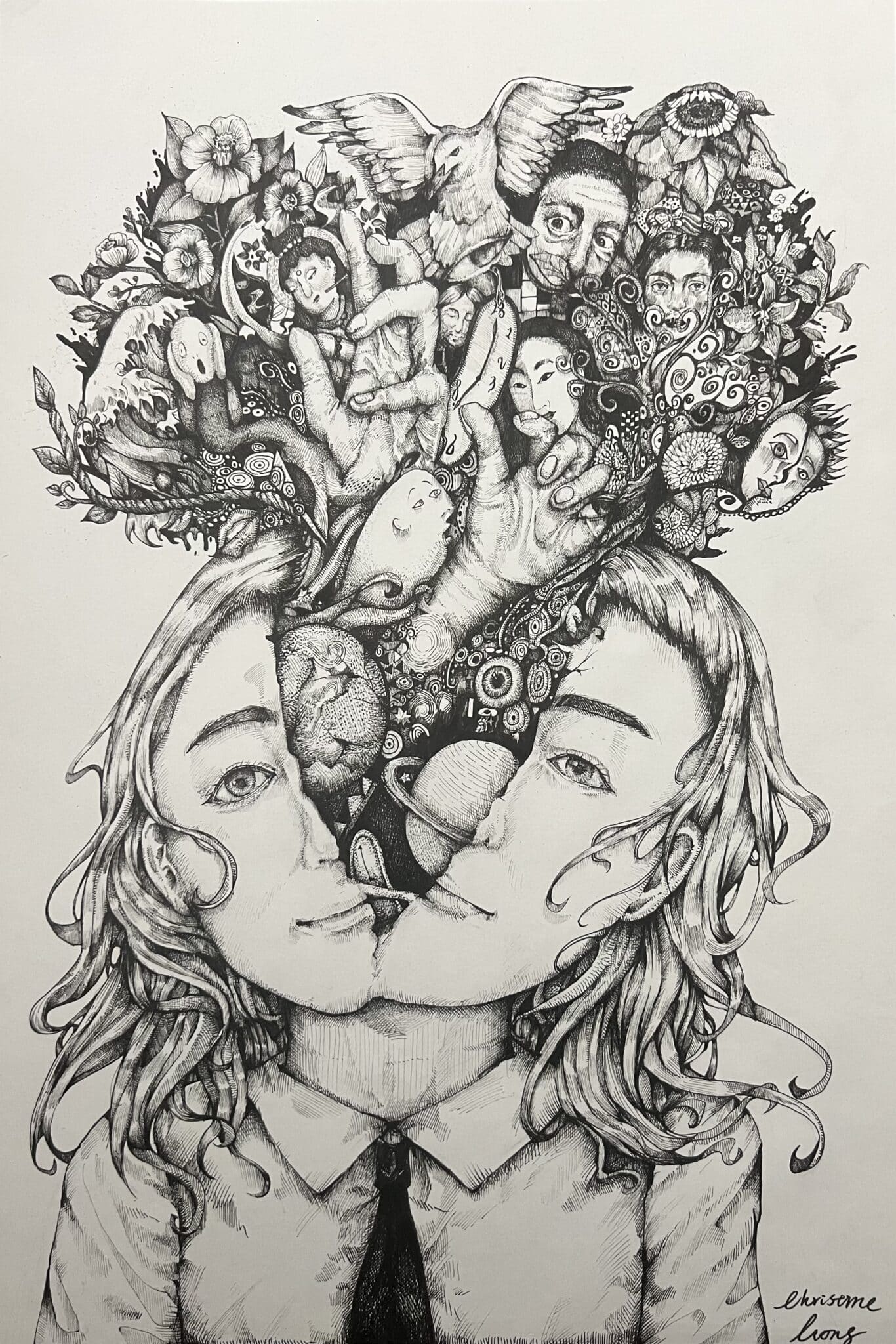 SCA Freshman Ruisi (Christine) Xiong’s ink drawing “Reflective Self Portrait” was awarded the Roger T. Sermon, Jr. "Most Promising New Artist Award" out of the 34 first year art students in the overall exhibition at the “Festival of Color” Youth Art Show.