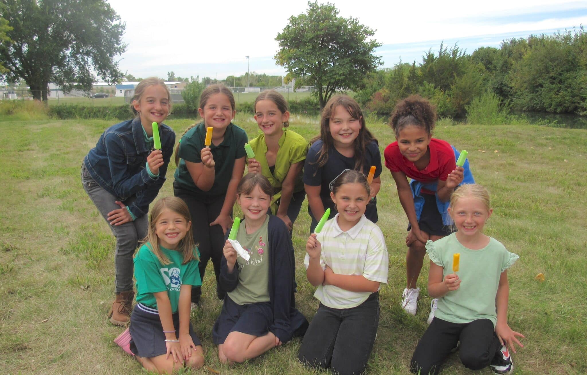 Over ninety SCA elementary students were recently celebrated for their accomplishments in summer reading, including: (Back row, l-r) Sixth grade student Evi Smith, fourth grade student Bella Smith, sixth grade Livi Smith, fourth grade student Ellie Groh, and third grade student Scarlett Allen. (Front row, l-r) Third grade student Eden Michael, fourth grade student Iris Mills, fourth grade student Ellie Redmond, and fourth grade student Tenlee Pfeifer.