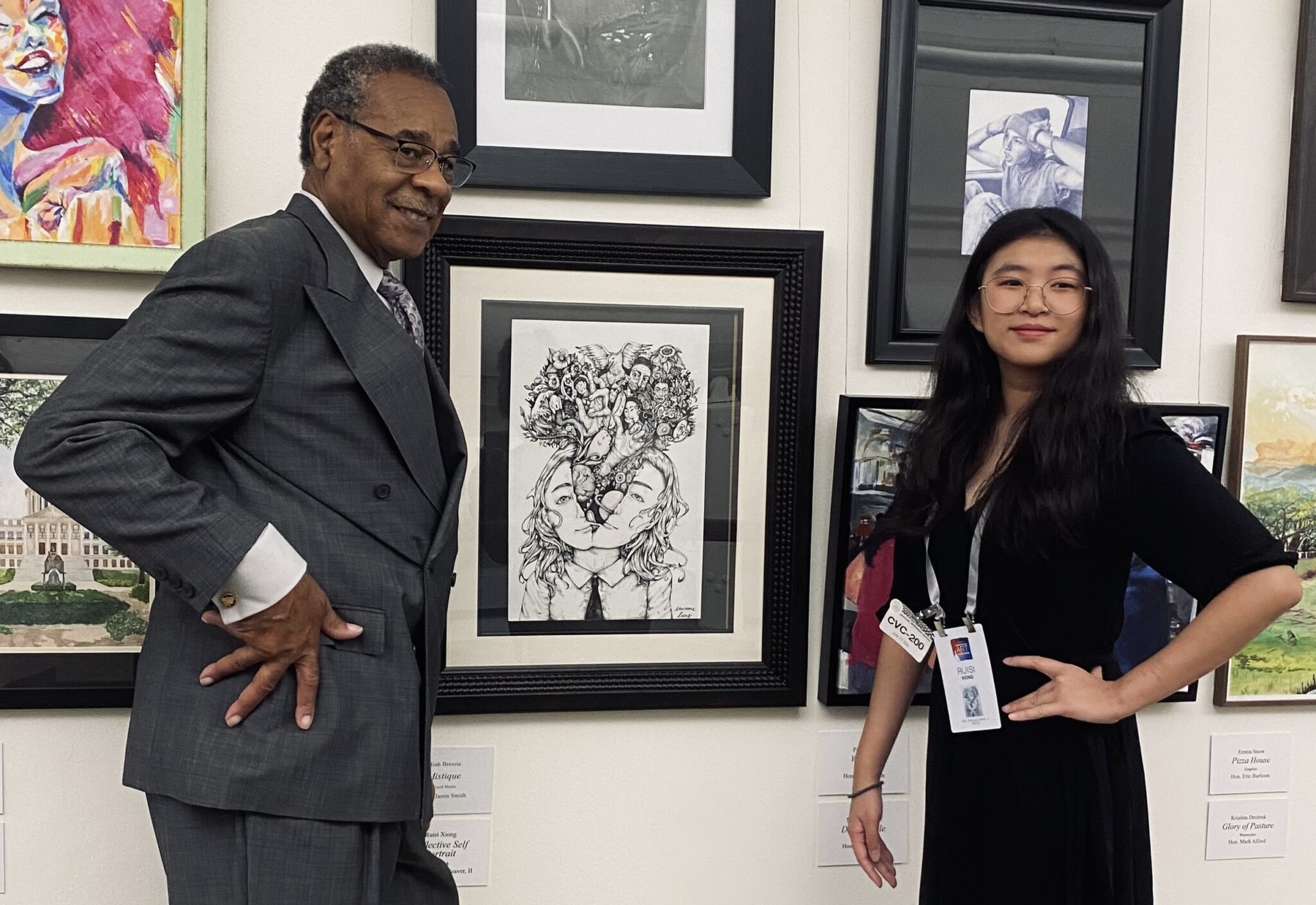 SCA sophomore Ruisi (Christine) Xiong won the United States’ fifth Congressional District Art Competition 2024. Her artwork, “Reflective Self Portrait” was framed for display in Washington D.C., where Christine attended the annual reception and was honored by Congressman Emmanuel Cleaver, II.