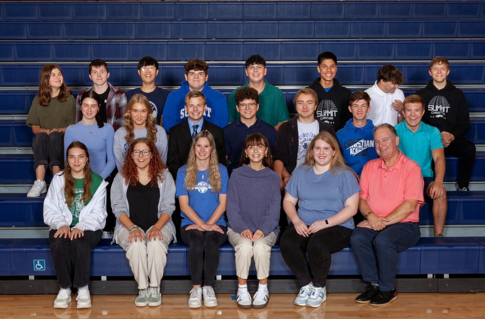 The National Speech & Debate Association awarded SCA with the honor of Charter Status, for their commitment to speech & debate activities and the learning opportunities they provide to their students. Pictured here is SCA’s High School Speech & Debate team: Back row left to right: Sophomore Charlotte Mattson, senior Weston Stucker, sophomore John An, sophomore Noah Govro, freshman Junius Yancik, freshman Noah Lam, sophomore Tristan Totero, and sophomore Micah Ball. Middle row left to right: Freshman Violet Glaze, sophomore Lydia Self, junior Gavin Boor, sophomore Eli Skinner, junior Logan Moennig, junior Jack Whitford, and sophomore Chase McCambridge. Front row left to right: Sophomore Violet Darby, junior Clara-Lily Ball, sophomore Lily Glaze, freshman Olivia Gallardo, sophomore Elena Michael, and SCA Speech & Debate Coach Bill Lindsey.